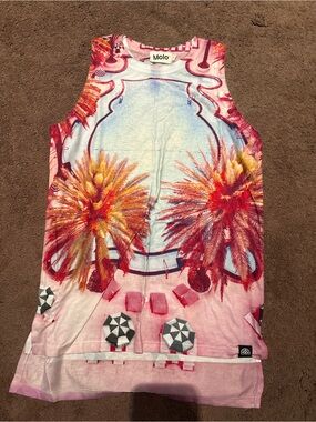 Molo Pink and Blue Palm Print Tank Top